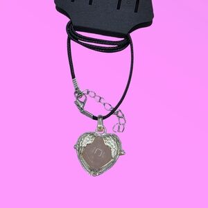 Pink Rose Quartz Crystal Sphere w/ Angel Wings Locket Necklace